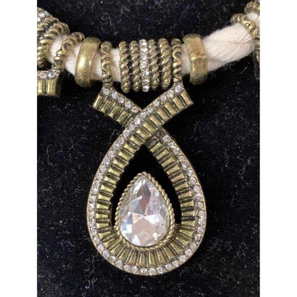 π 2/$30 π Banana Republic Tear Drop Gemstones, Bronze Closure Rope Necklace - Picture 4 of 6